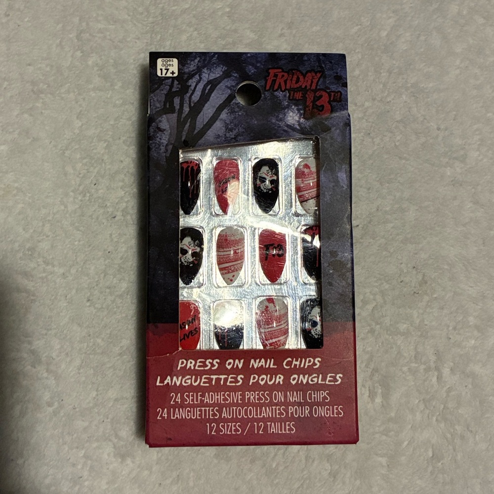 Friday The 13th Press On Nail Chips Adhesive 24Pack Halloween Jason Voorhees New